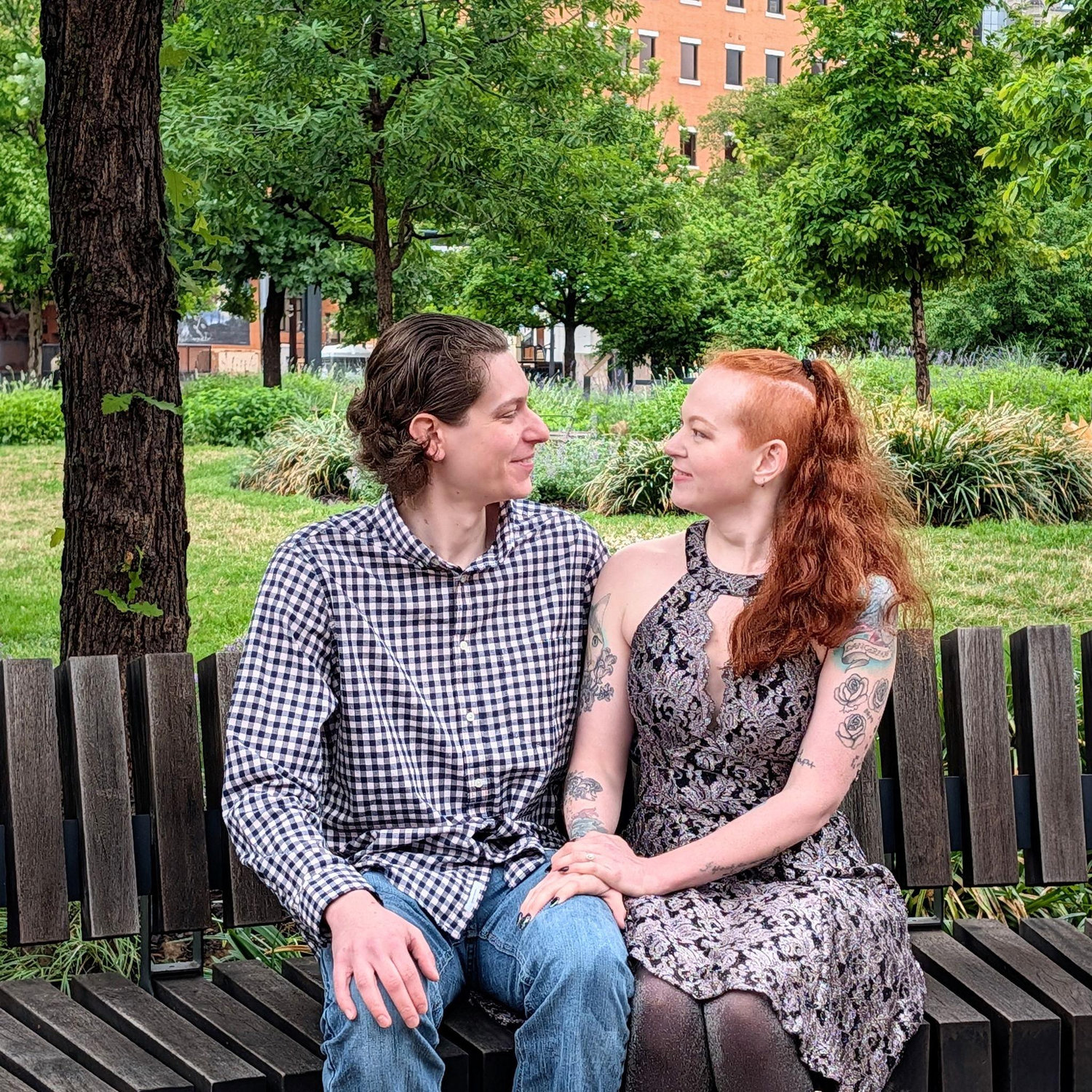 We were having a hard time keeping it together for these bench photos! There was someone close by yelling and singing, cracking us up!