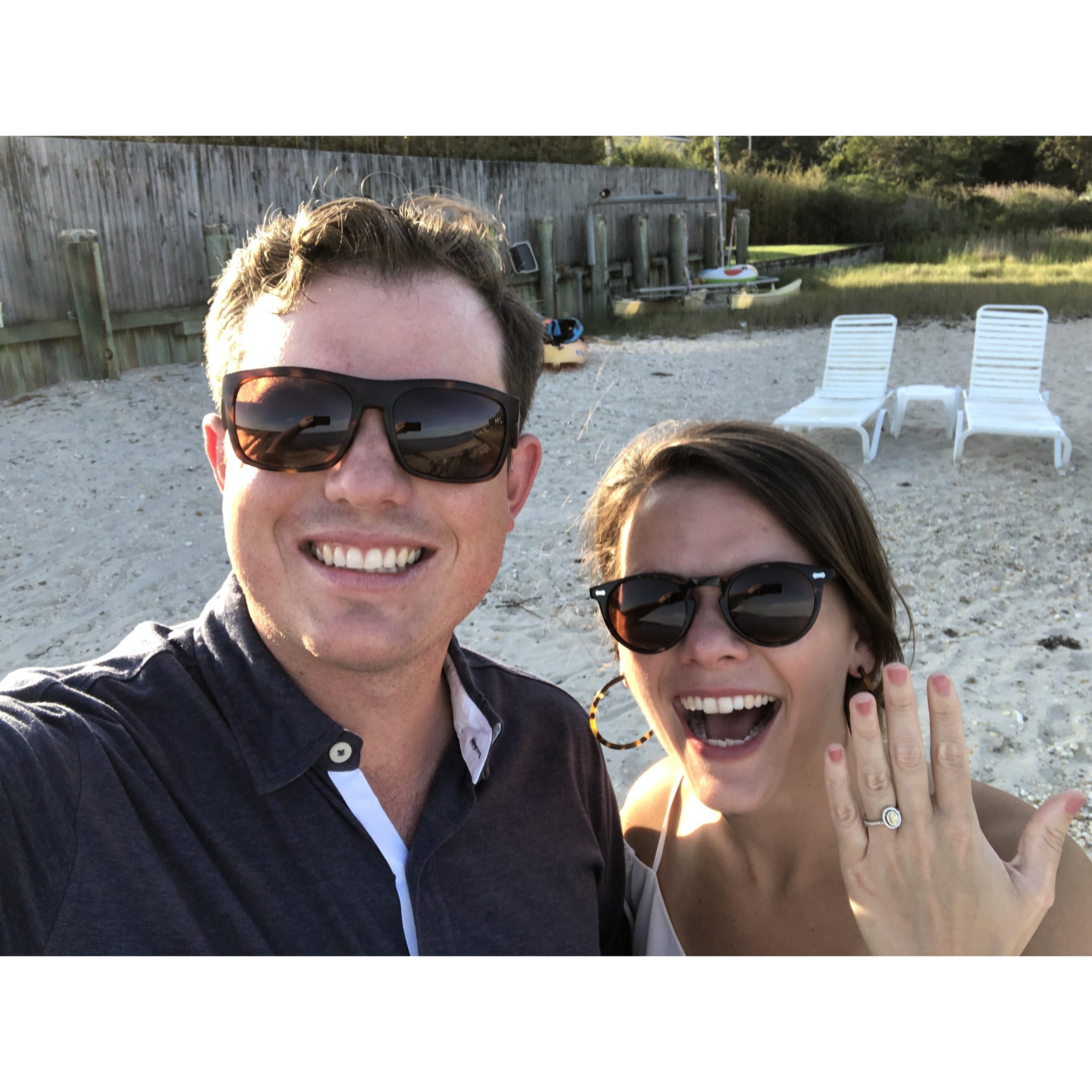 Kevin absolutely surprised me when he popped the question on the Thursday of Labor Day weekend at our favorite spot on the Shinnecock Bay!