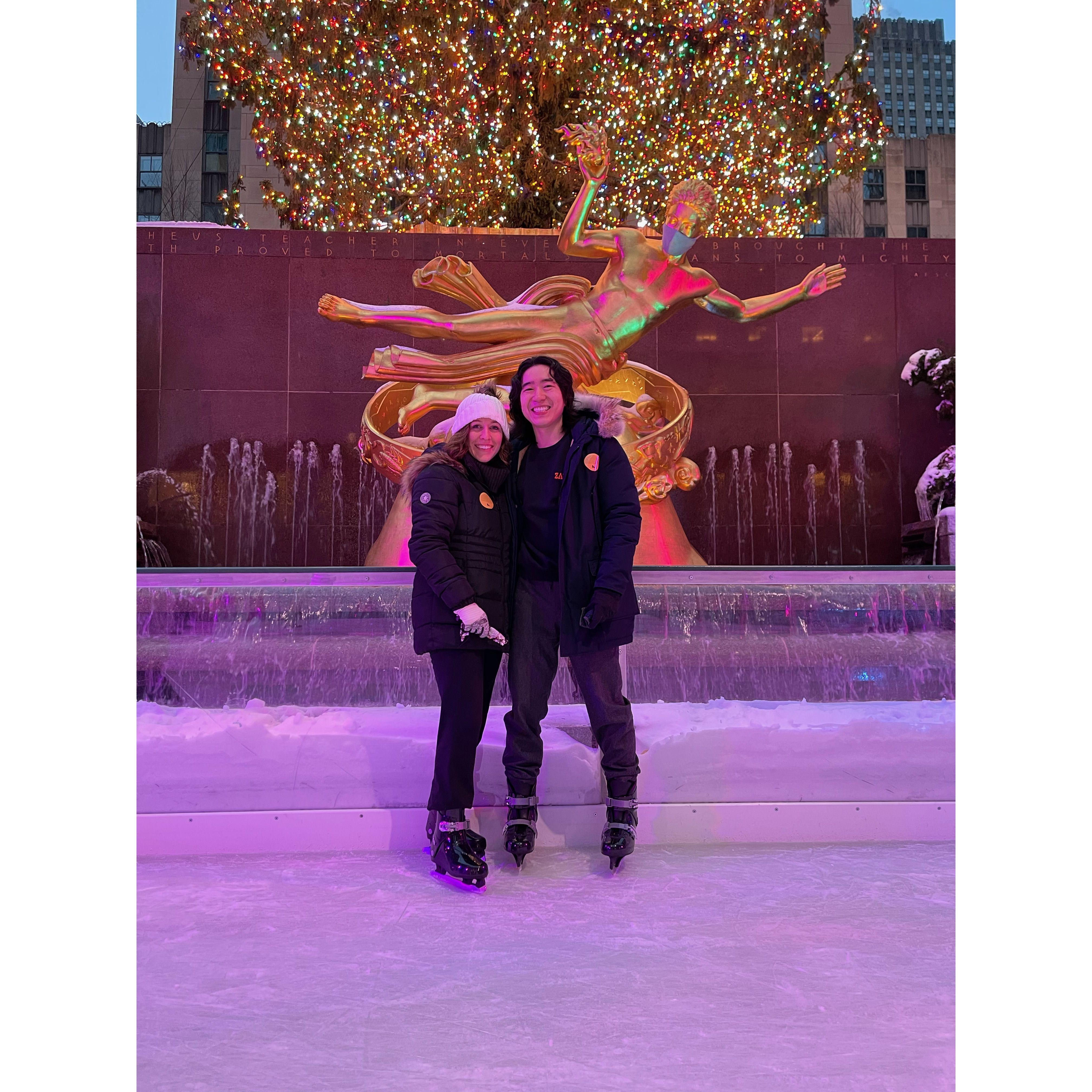 Ice skating at Rockefeller. Kristen was terrified and Shoma stayed with her the whole time.