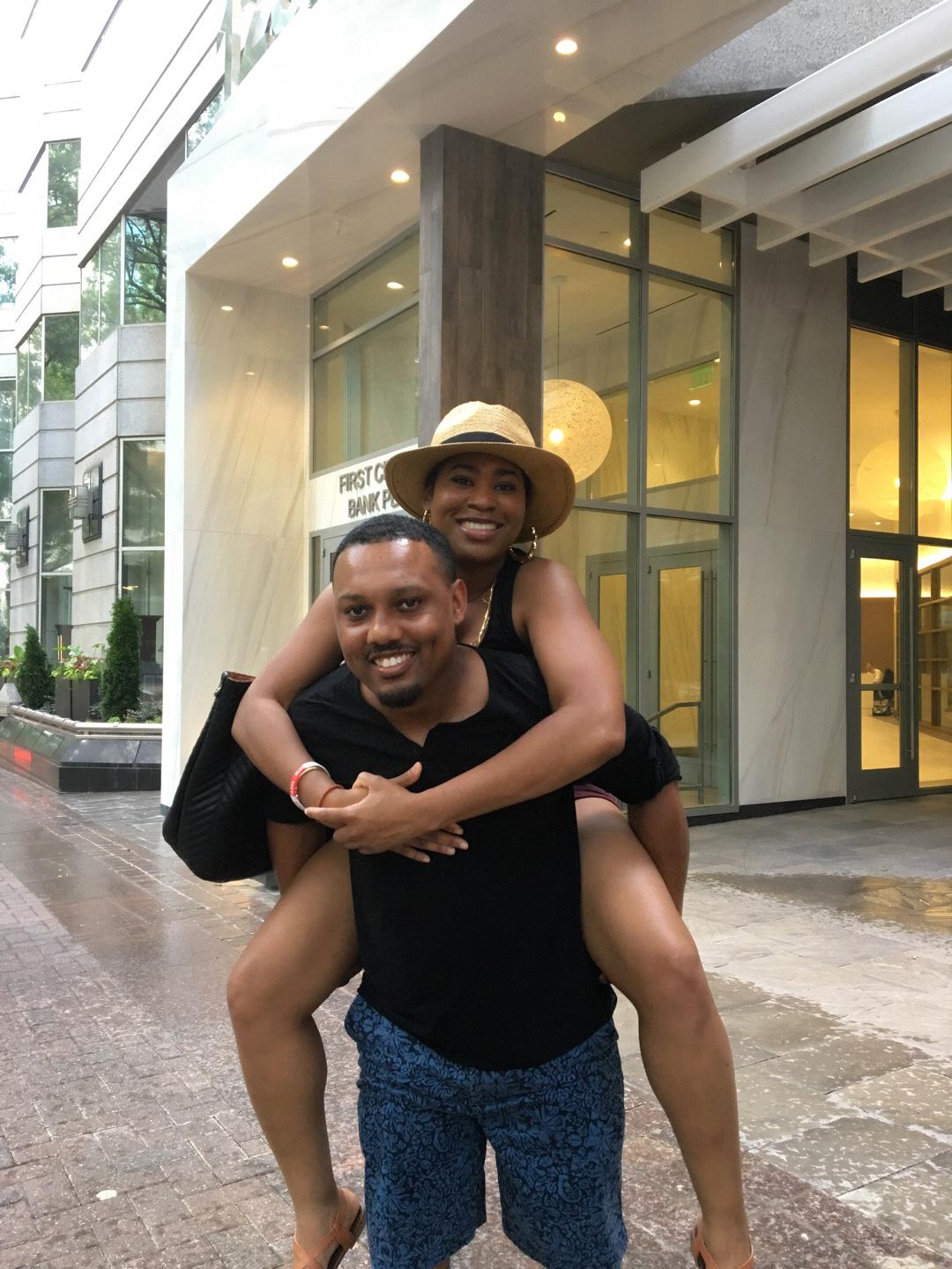 Making Memories on 06.30.2018..We had so much fun trying to take this photo as a selfie and a couple walking down the street volunteered to capture it for us.