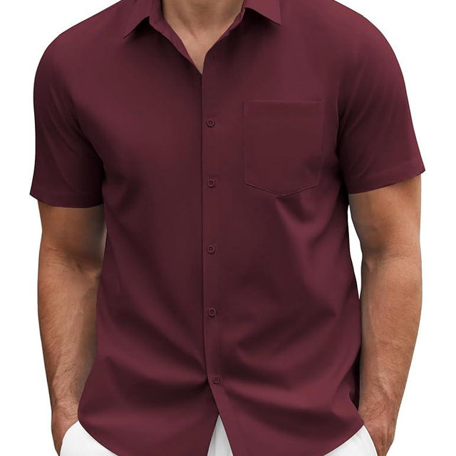 COOFANDY Men's Short Sleeve Casual Button Down Shirt Business Untucked Dress Shirts with Pocket