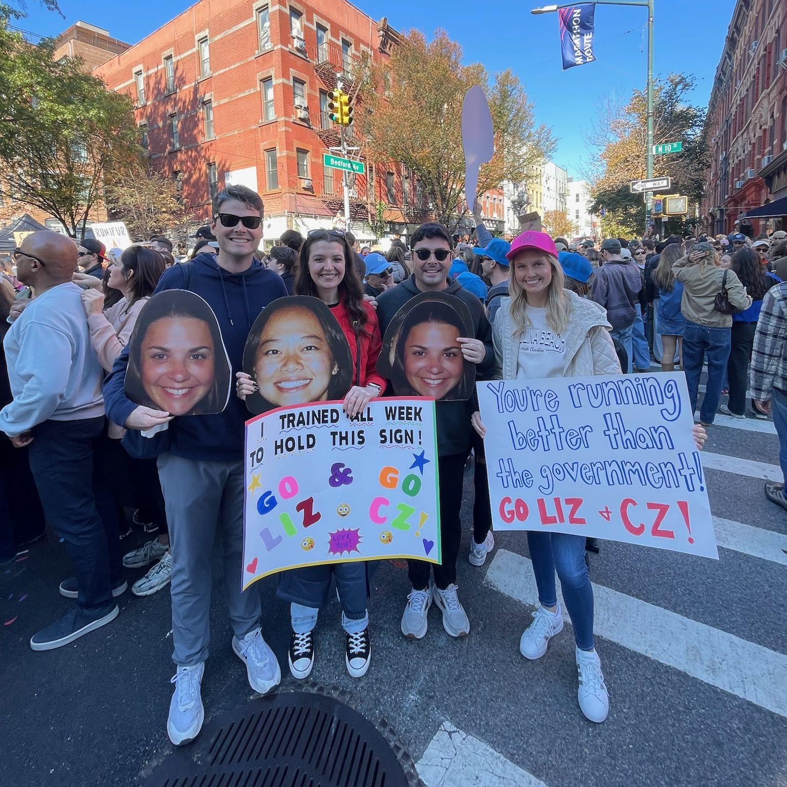 In NYC with Jeffrey's siblings, John and Catherine, cheering for Elizabeth in the NYC marathon!