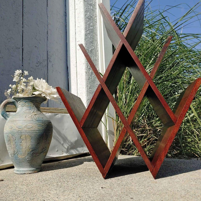 Vintage Wine Rack 8 bottles Circa 1980 Mahogany Finish