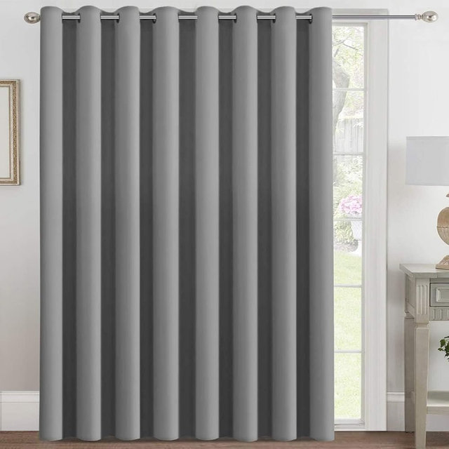 H.VERSAILTEX Blackout Patio Curtains 100 x 84 Inches for Sliding Door Extral Wide Blackout Curtain Panels Thermal Insulated Room Divider - Grommet Top, 7' Tall by 8.5' Wide - Dove Gray