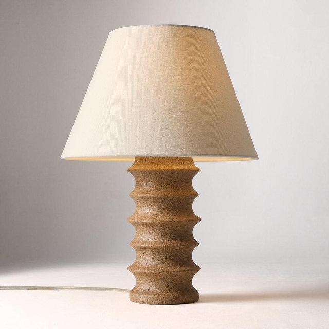 Georgina Carved Ceramic Table Lamp, 18.5", Brown