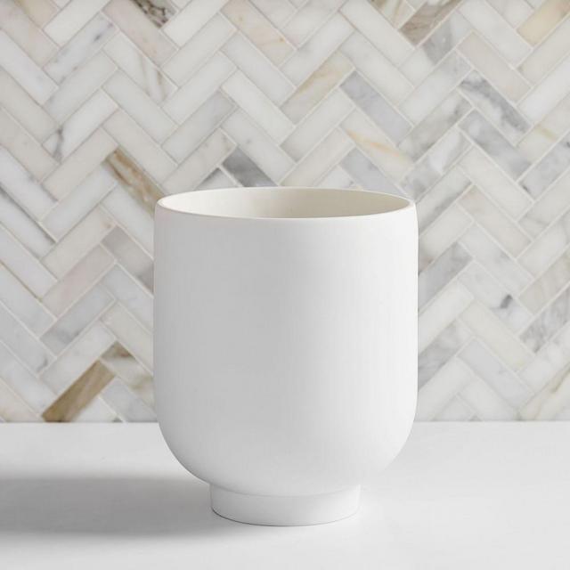 Modern Resin Stone Waste Bin, White