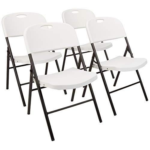 AmazonBasics Folding Plastic Chair, 350-Pound, Capacity, White, Set of 4