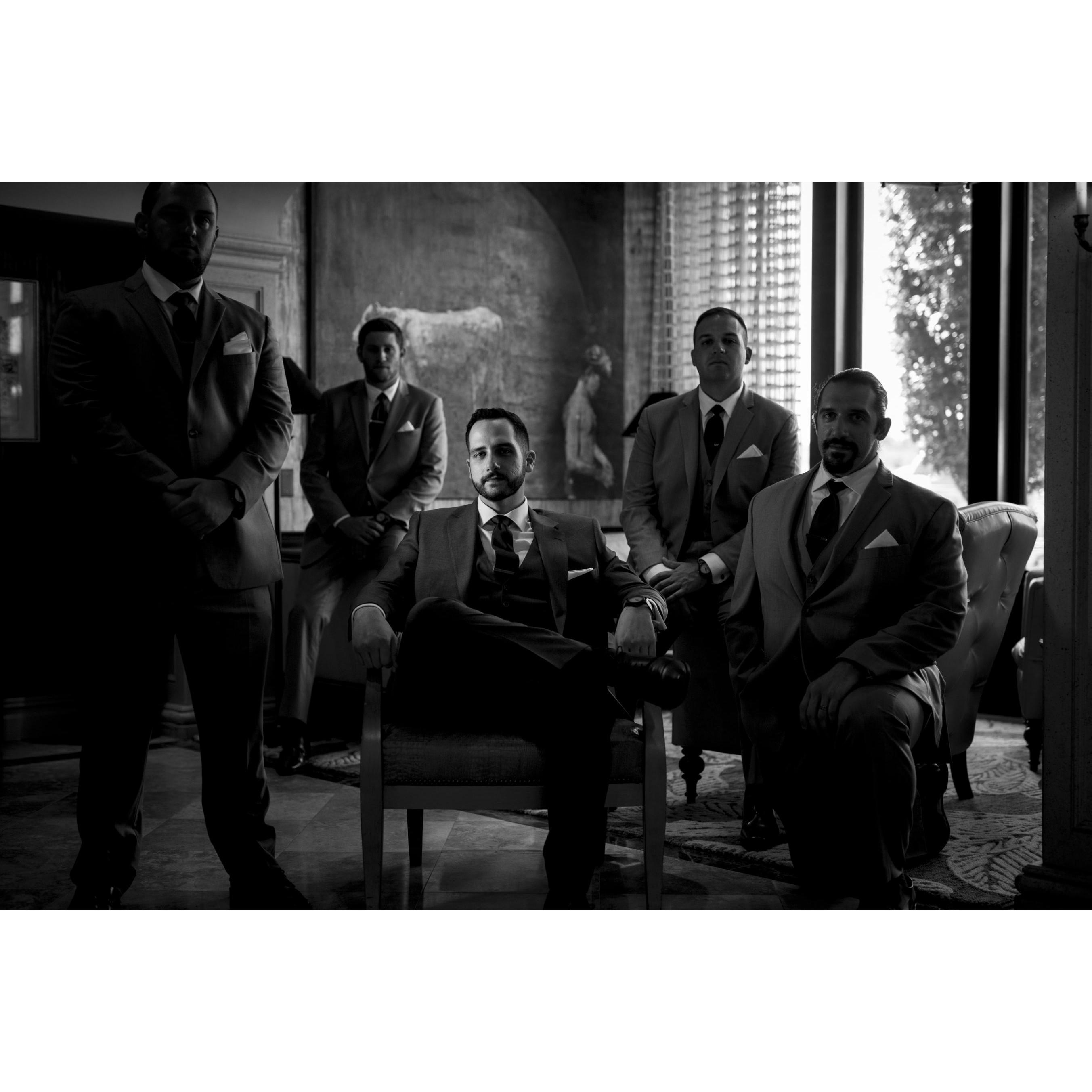 When you're getting married at 3:00, but have mob business at 2:00. Sweet shot by Kiva of Dante and the groomsmen at the Delamar Greenwich Harbor.