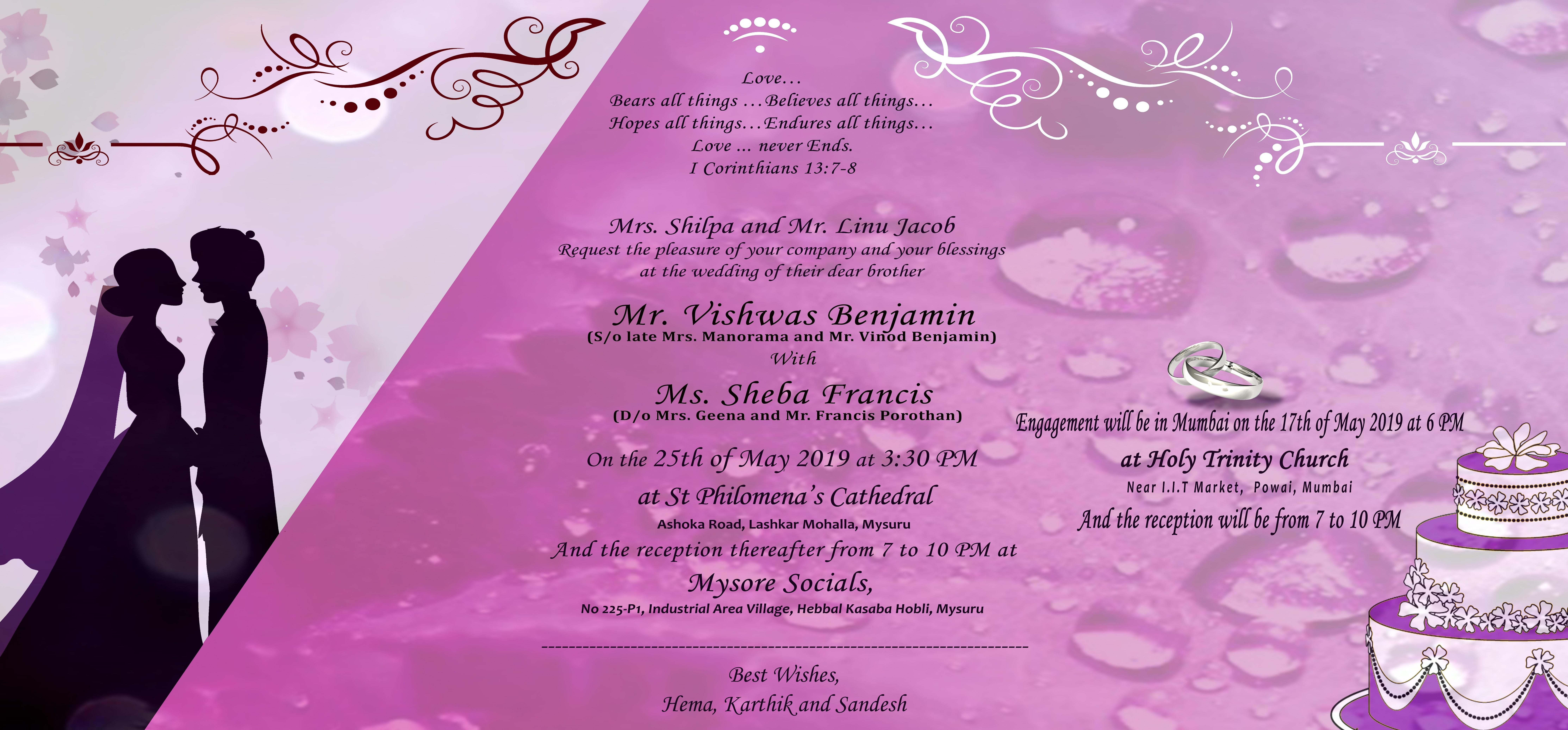 The Wedding Website of Vishwas Benjamin and Sheba Francis