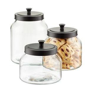 Glass Canisters with Matte Black Lids - 3.2 QT