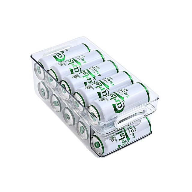 Xicennego Upgrade 2-Tier Rolling Soda Can Storage Organizer for Tall Skinny Soda/Pop Cans, Soda Can Dispenser for Refrigerator, Fridge Can Drink Holder, Plastic Storage Rack for Fefrigerators, Pantry