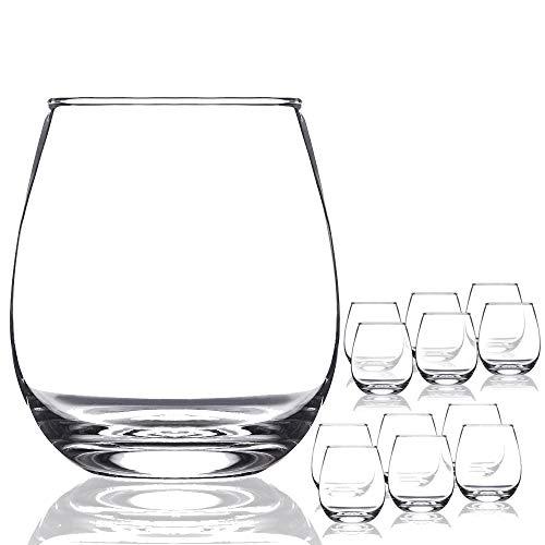 Chef's Star Shatter-Resistant Stemless Wine Glass Set (12 Pack)