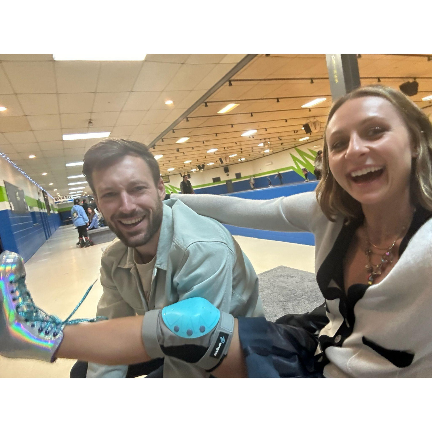 Roller skating. Mike is so good. He can dance and skate at the same time. WOW