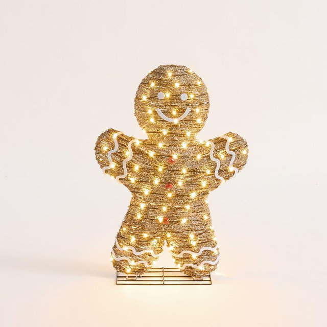 Lit Rattan Gingerbread: Brown/Red: Mr. Spice