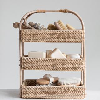 3-Tier Handwoven Rattan Tray Basket