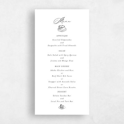 White Wedding Menu - Elodie