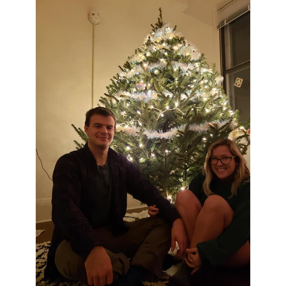 Our first Christmas together, at our State St. apartment in Vermont 2020