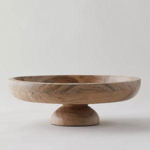 Acacia Wood Footed Serving Bowl