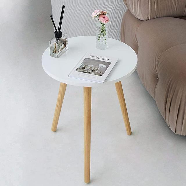 AWASEN Round Side Table, Small Accent Table Nightstand Modern End Table for Living Room Bedroom Office Small Spaces, 16''D x 19.5''H (White)