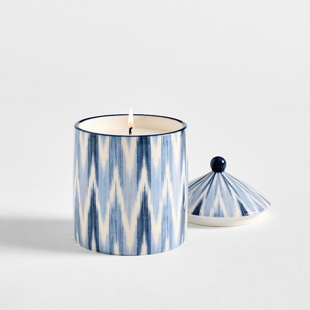Kravet Homescent: Blue Ikat (Blooming Peony): Large Candle