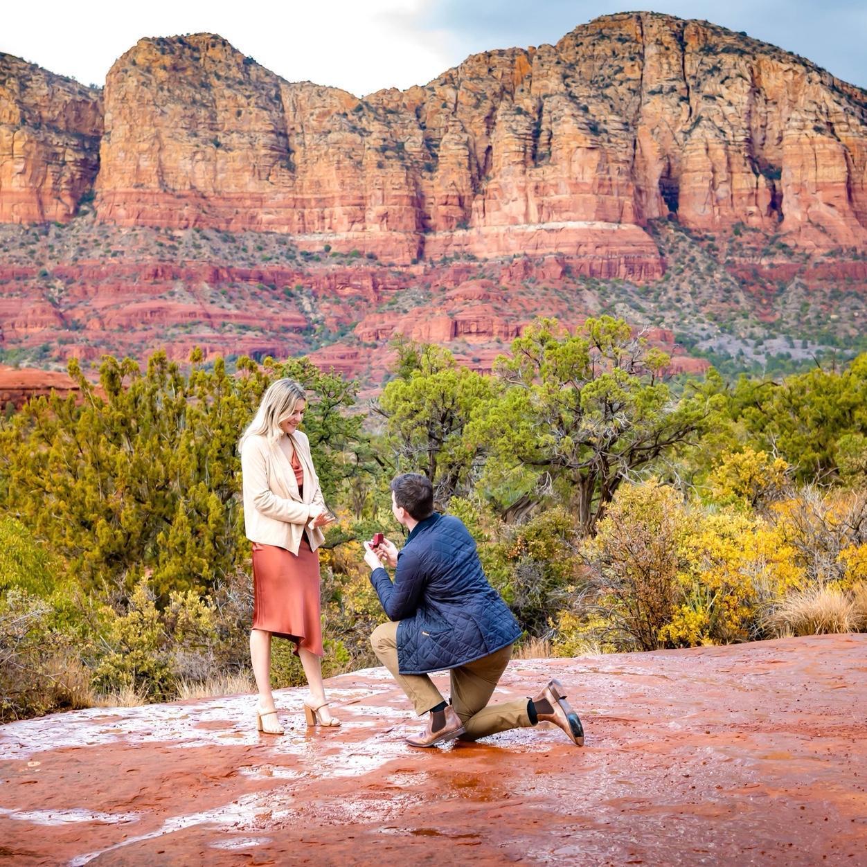 When he popped the question in Sedona, Arizona on our 3rd anniversary in 2025!