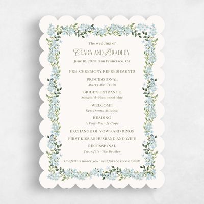 Beige Scalloped Wedding Program - Daisi