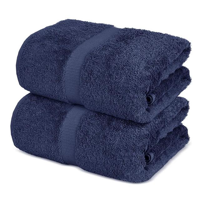 Towel Bazaar 100% Turkish Cotton Bath Sheets, 700 GSM, 35 x 70 Inch, Eco-Friendly (2 Pack, Navy Blue)