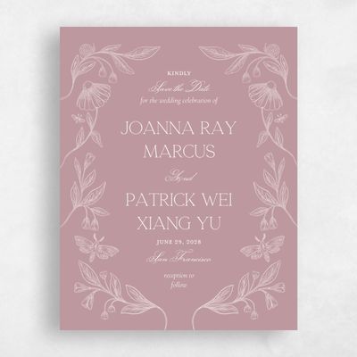 Pink Fall Wedding Save the Date - Gaspard Portrait