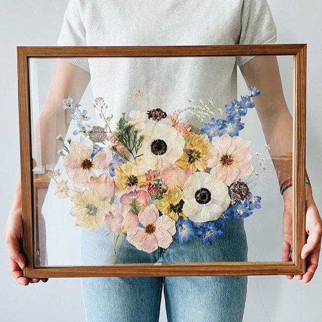 Volakk Floating Frame 16x20 Real Glass Floating Picture Frame 18x24 Shadow Box Frame Pressed Flowers Frame Floater Frame Maple Wood Frame 16x20 Bouquet Frames For Wedding Memory