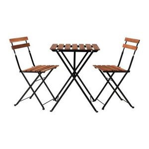 TÄRNÖ				Table+2 chairs, outdoor, black acacia, gray-brown stained steel