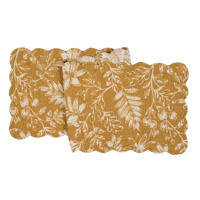 C&F Home Everview Gold Floral Quilted Table Runner 14" x 51"