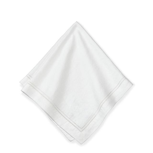 Linen Double Hemstitch Napkins, Set of 4, White