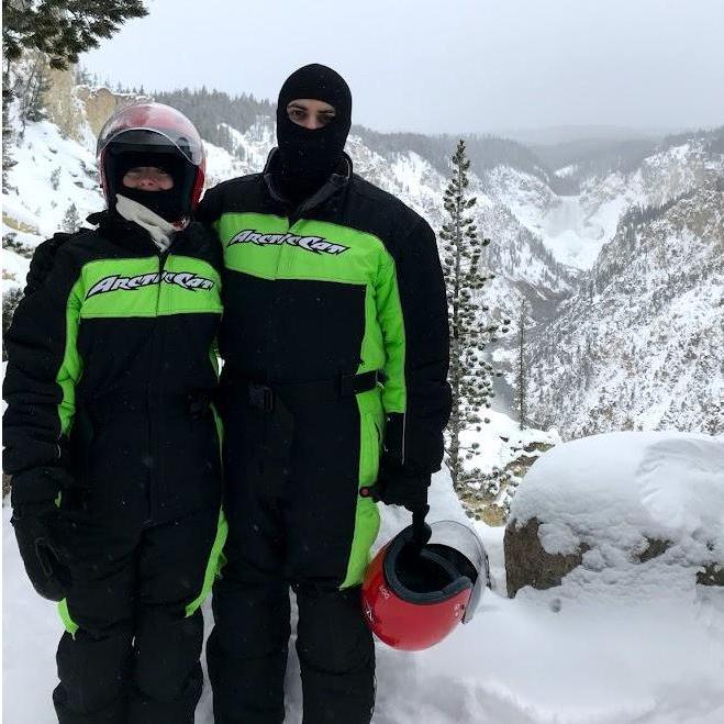 snowmobiling through Yellowstone - do we look cold?!