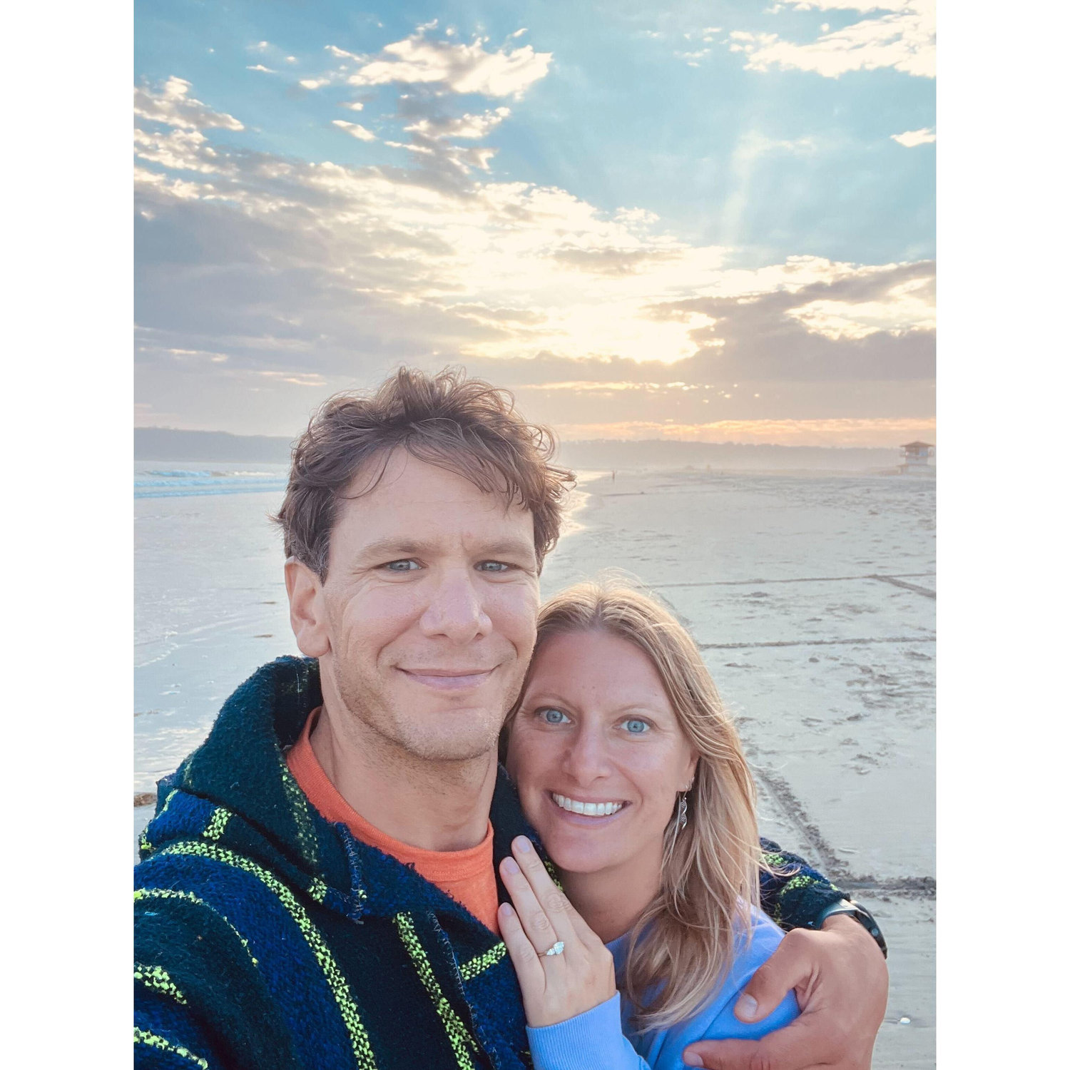Celebrating our engagement at Breakers Beach