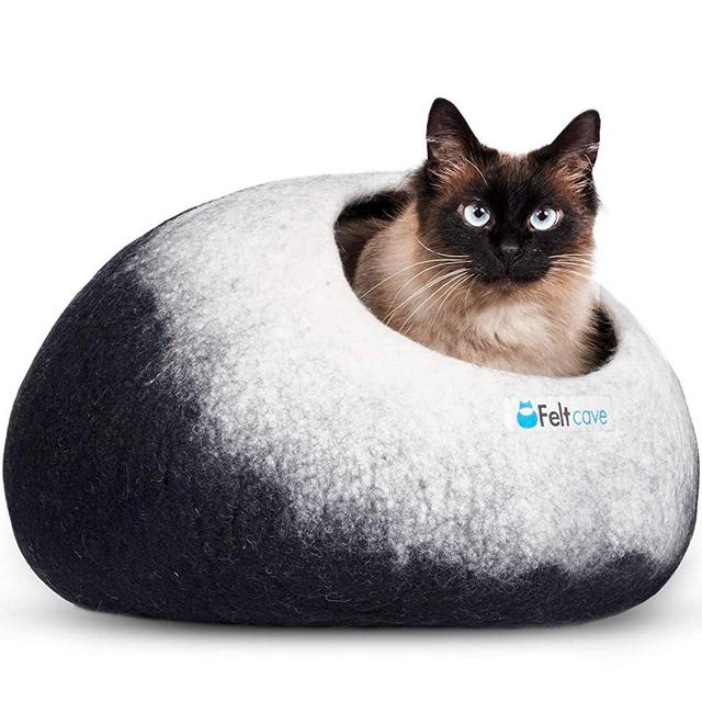 Feltcave Wool Cat Cave Bed (Medium), Handcrafted from 100% Merino Wool, Eco-Friendly Felt Cat Cave for Indoor Cats and Kittens
