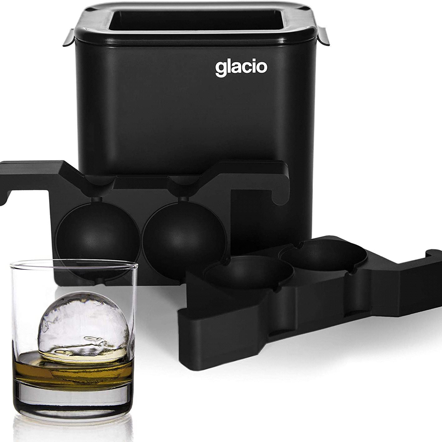glacio Clear Sphere Ice Duo - Crystal Clear Ice Ball Maker - Clear Round Ice for Whiskey