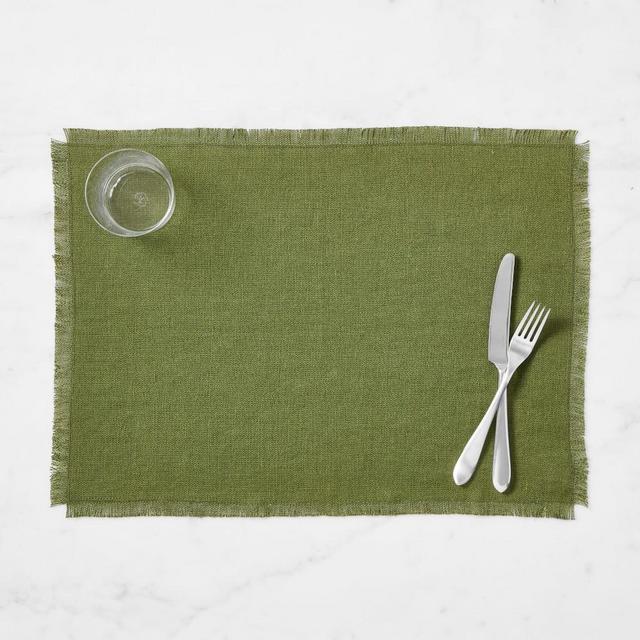 Fringed Placemats, Set of 4, Olive