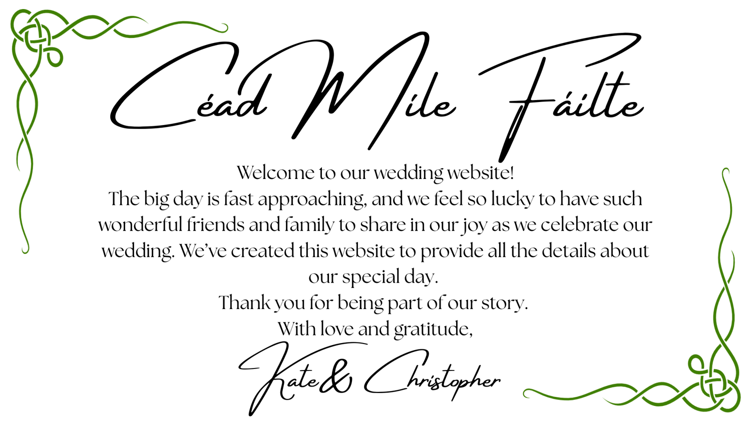 The Wedding Website of Christopher Cunningham and Kate Lavelle