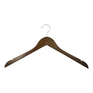 Adult 17" Notched Hanger without Bar in Walnut Color with Chrome Hardware (quantity of 50)