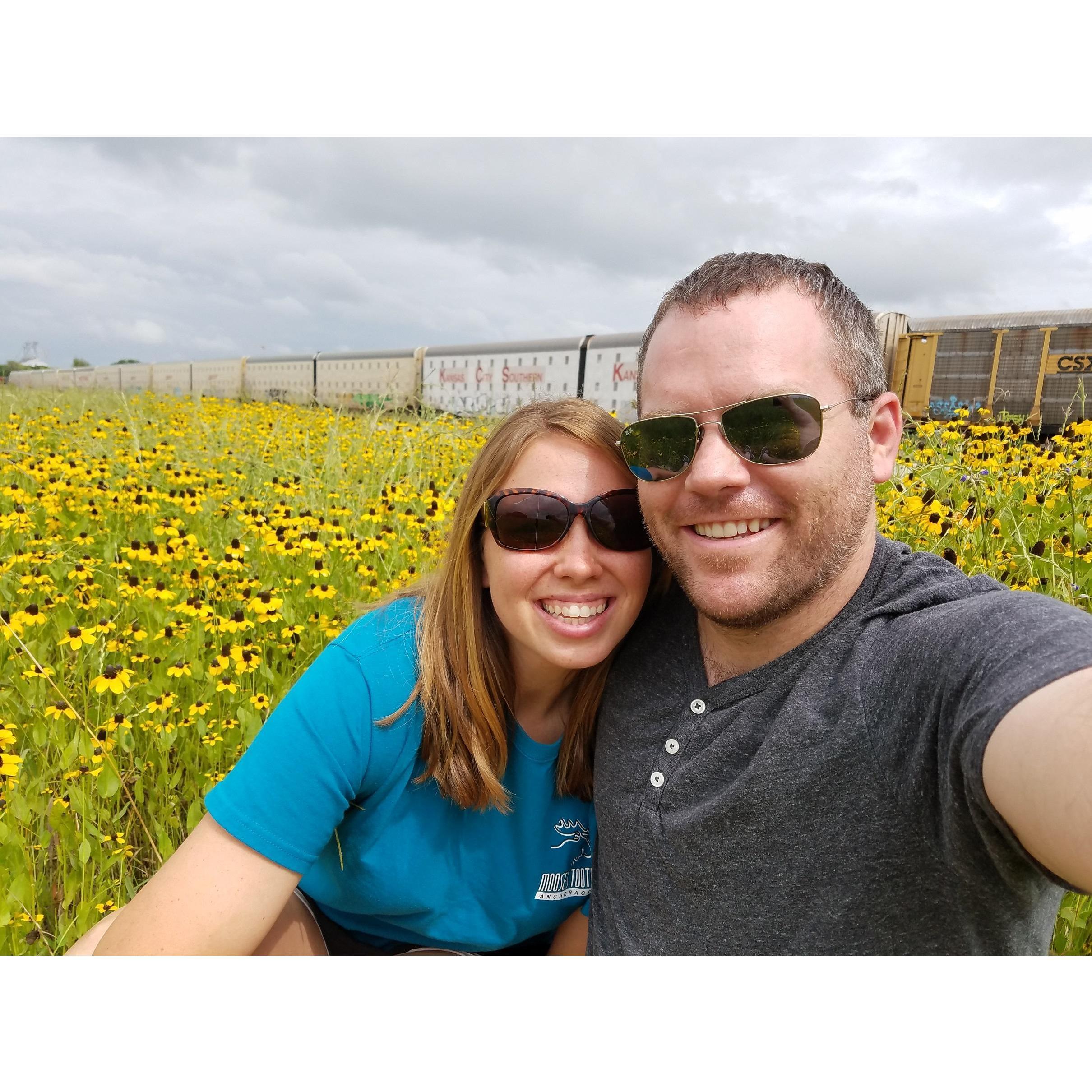 Obligatory "pull over to take photos in flowers and Houston being a good boyfriend" picture
