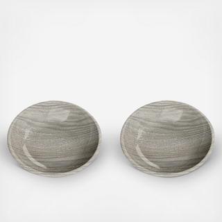 French Oak Melamine Saucer, Set of 2