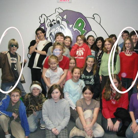 2010 at Prescott Middle School - the first known picture of Emily and Chris