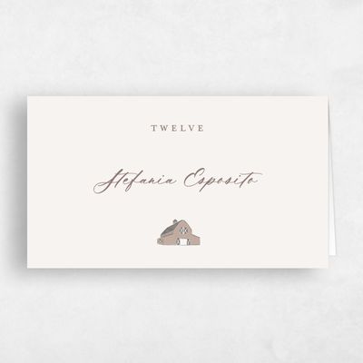 Taupe, Beige Wedding Place Card - Sable