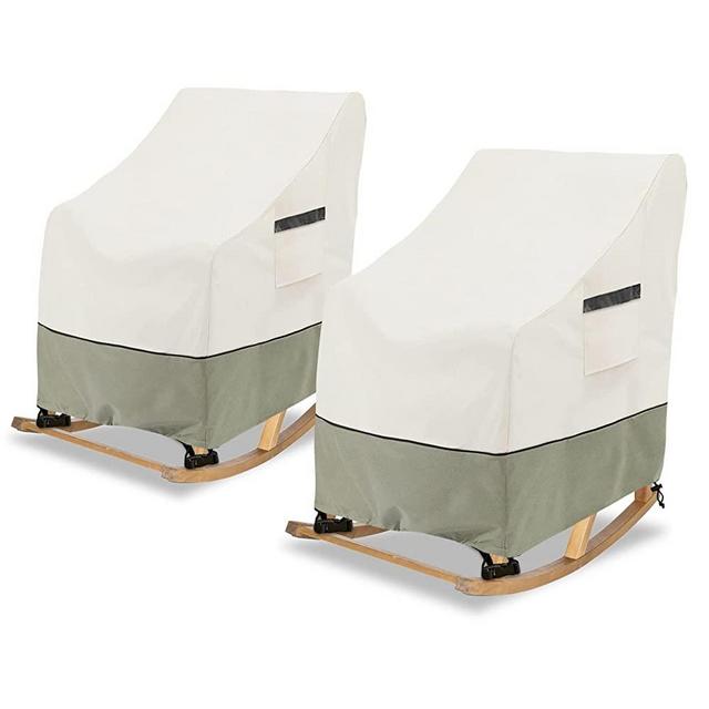 LSongSKY Patio Rocking Chair Cover 2-Pack,Rocking Chair Covers for Outdoor Furniture, 27.5W x 32.5D x 39H Inch,Rocking Chair Covers Waterproof,White&Grayish Green