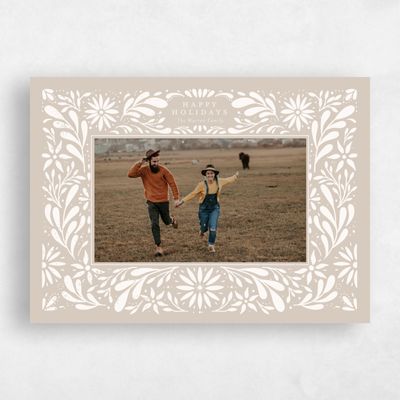 Canvas Tan, Beige Holiday Card - Garland Landscape