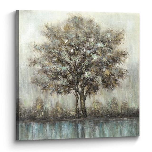 Tree Wall Art Canvas Painting: Textured Nature Picture Modern Hand Painted Landscape Artwork Decor Contemporary Abstract Print for Bedroom Living Room Home Office
