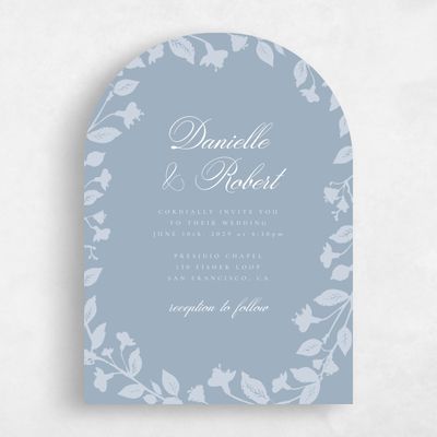 Blue Arch Wedding Invitation - Fawn Portrait
