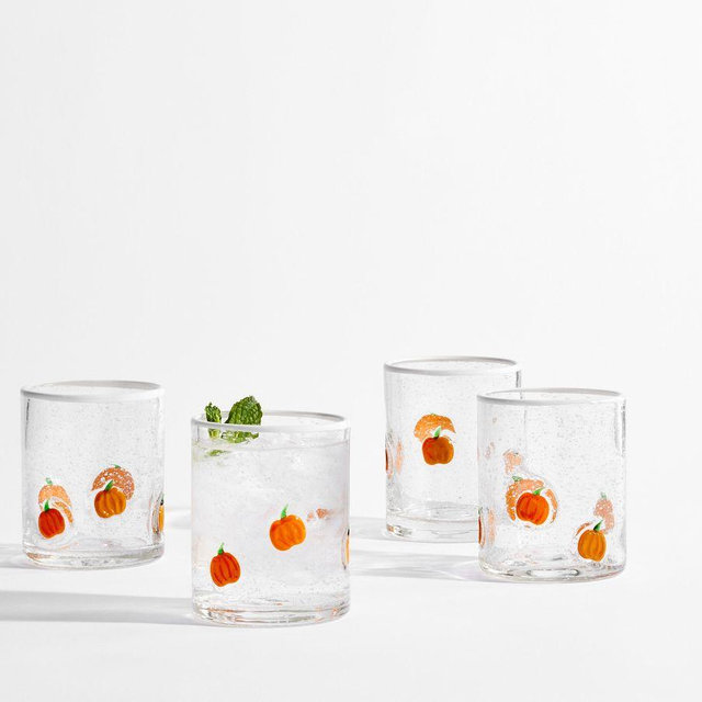 Pumpkin Icon Drinking Glasses, Set of 4