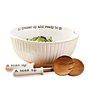 Mud PieCirca Ceramic Salad Bowl & Wood Server Set