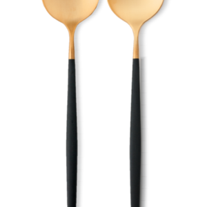 Goa Salad Servers - Brushed Gold and Black Handle